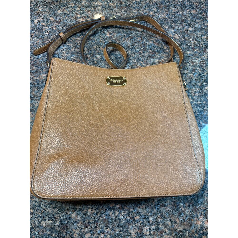 Michael Kors Jet Set Travel Camel Saffiano Leather Crossbody